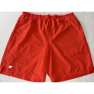 Fabletics The Fundamental Shorts Mens M Orange Unlined Athletic Gym Stretch 7"